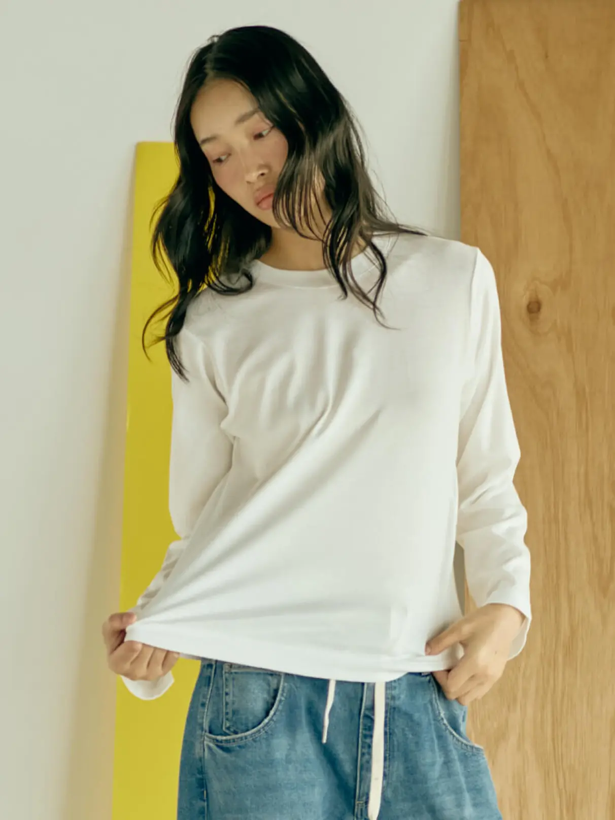 LGB slow ロングTシャツ カットソー セール】 コットンクルーネック ロングスリーブTシャツ