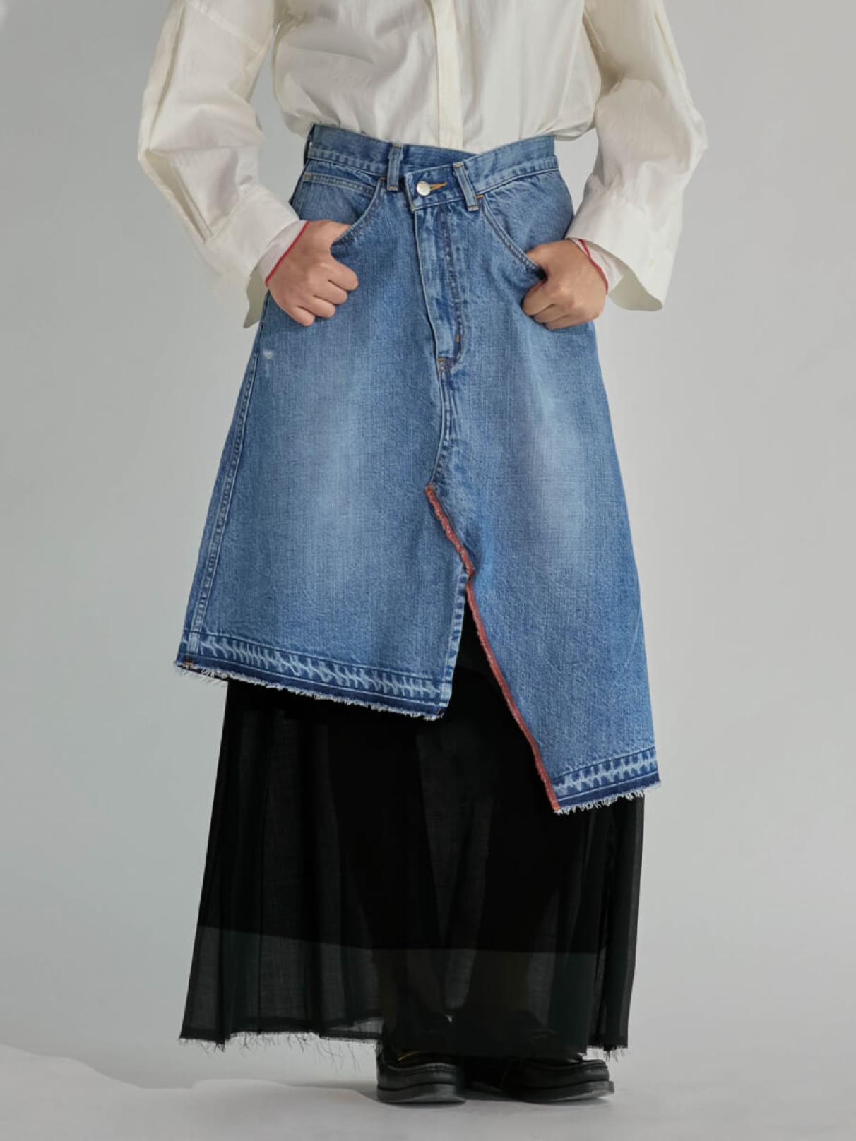 重ねOUT変型デニムスカート - 8years - 8years｜YAMADAYA STORE