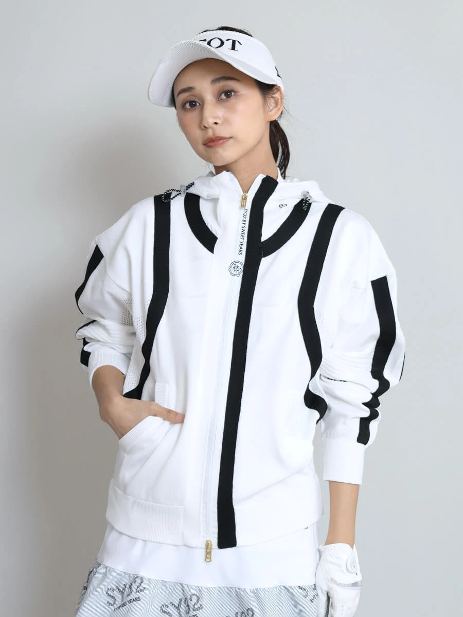 白　 Mサイズ　SY32 by SWEET YEARS SYG-24A07W SY32 by SWEET YEARS] SUMMER KNIT LIGHT BLOUSON - SY 32 by SWEET