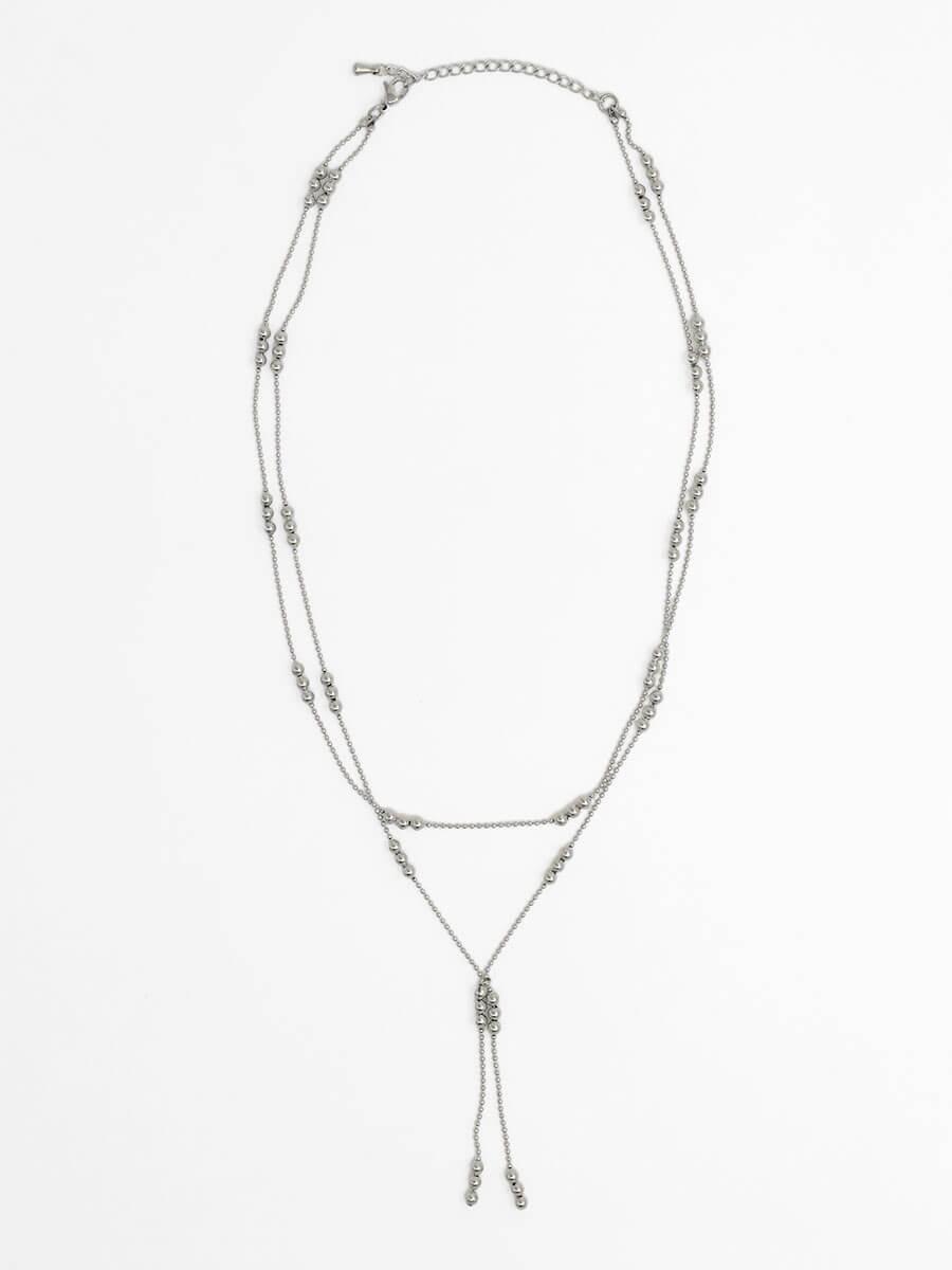 2連Y字ボールチェーンネックレス〈316L-STAINLESS〉 - UNBEIGE