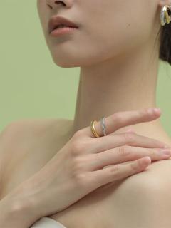 ツートンクロスリング〈316L-STAINLESS〉 - UNBEIGE - UNBEIGE