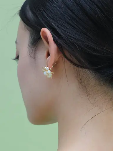 HM ピアス シルバー 勾玉 ネオンライトグリーン マーブル アクセサリー