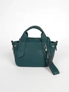 【わさわ♡24】Nouer ハンドバッグチャーム付き2wayバッグ ヌエール nouer チャーム付きエコレザー2wayバッグ （ブルー