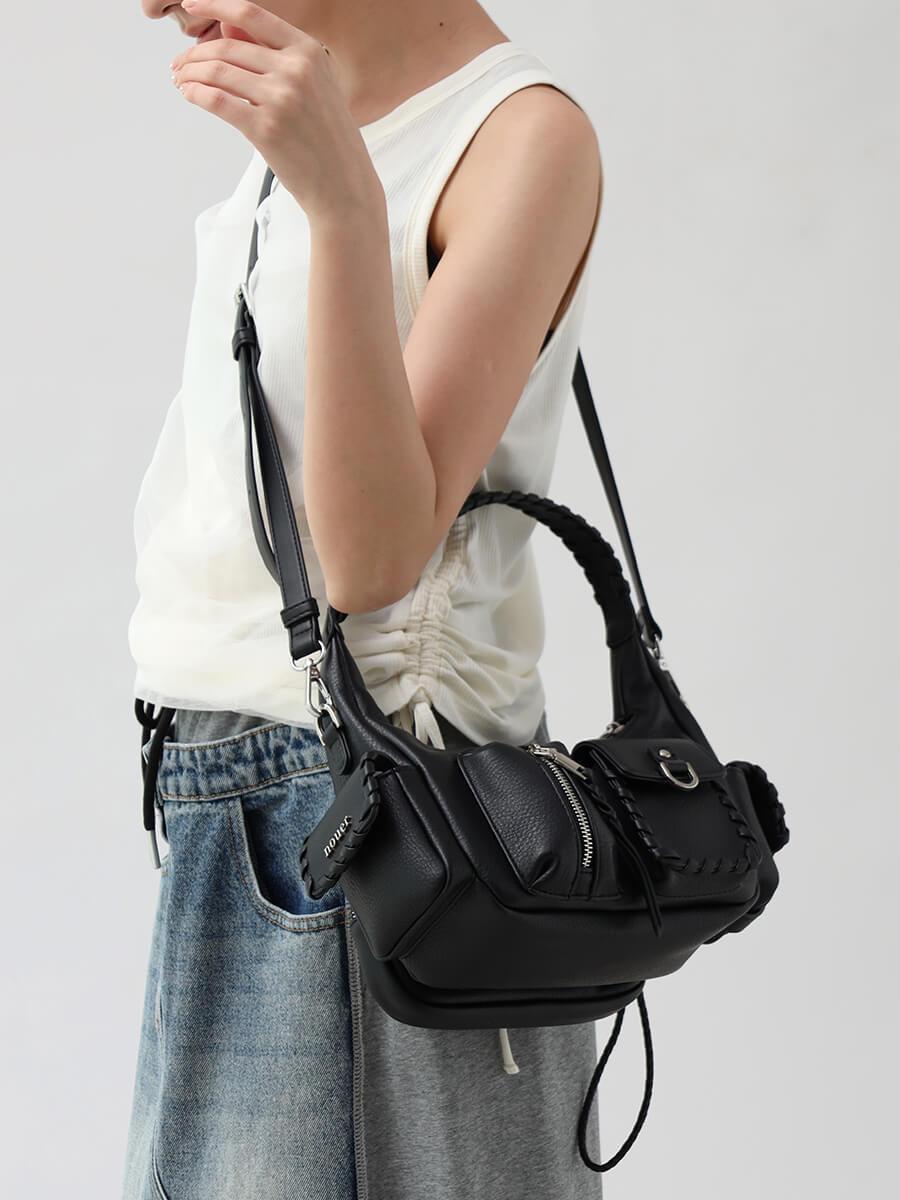 nouer ショルダーバッグ nouer◇ワイドメッシュショルダーバッグ/--/BLK/無地 : セカンド