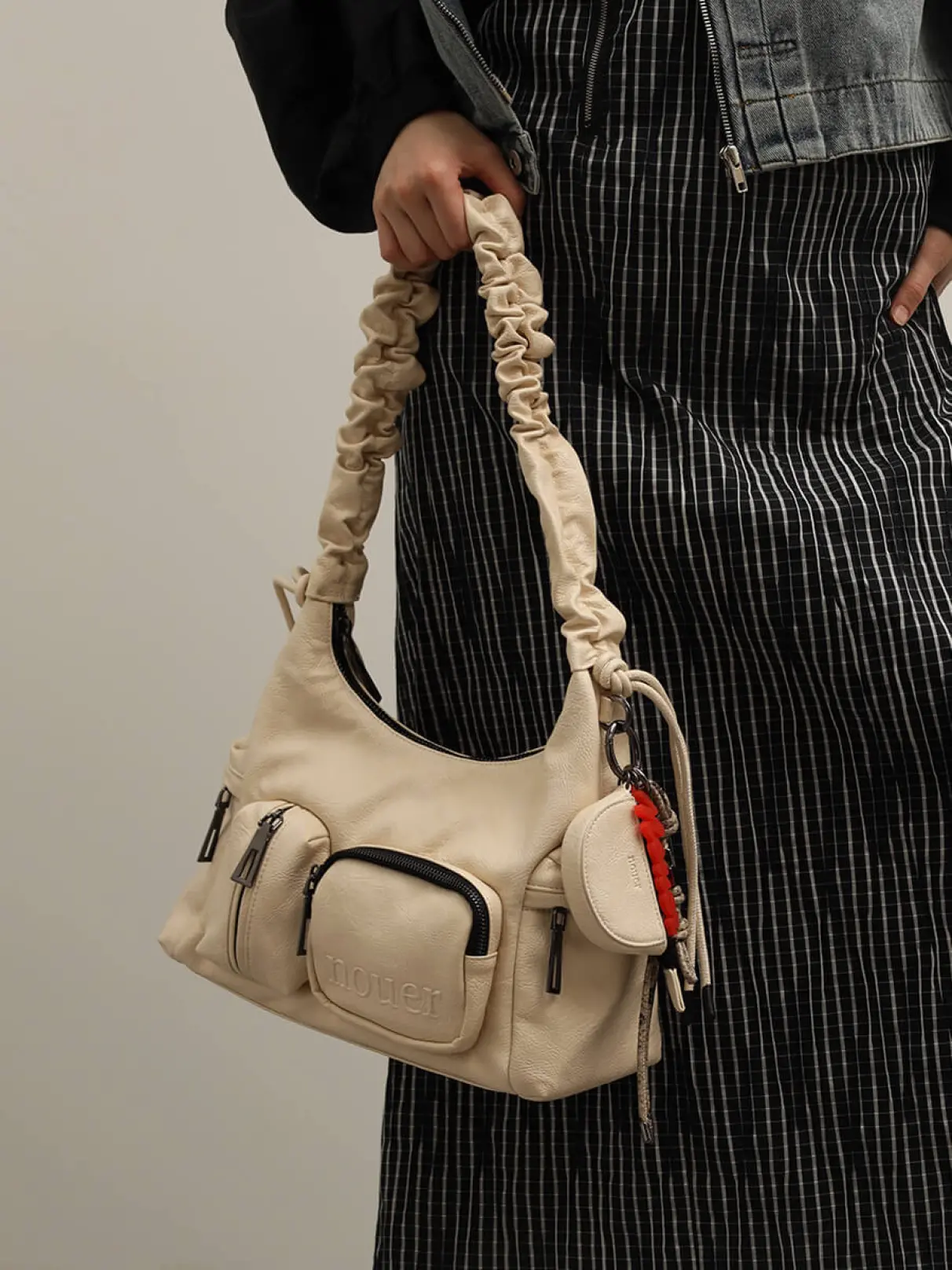 新品☆1.7万☆ヌエール nouer☆レザーハンドル アバカカゴバッグ SCOT 