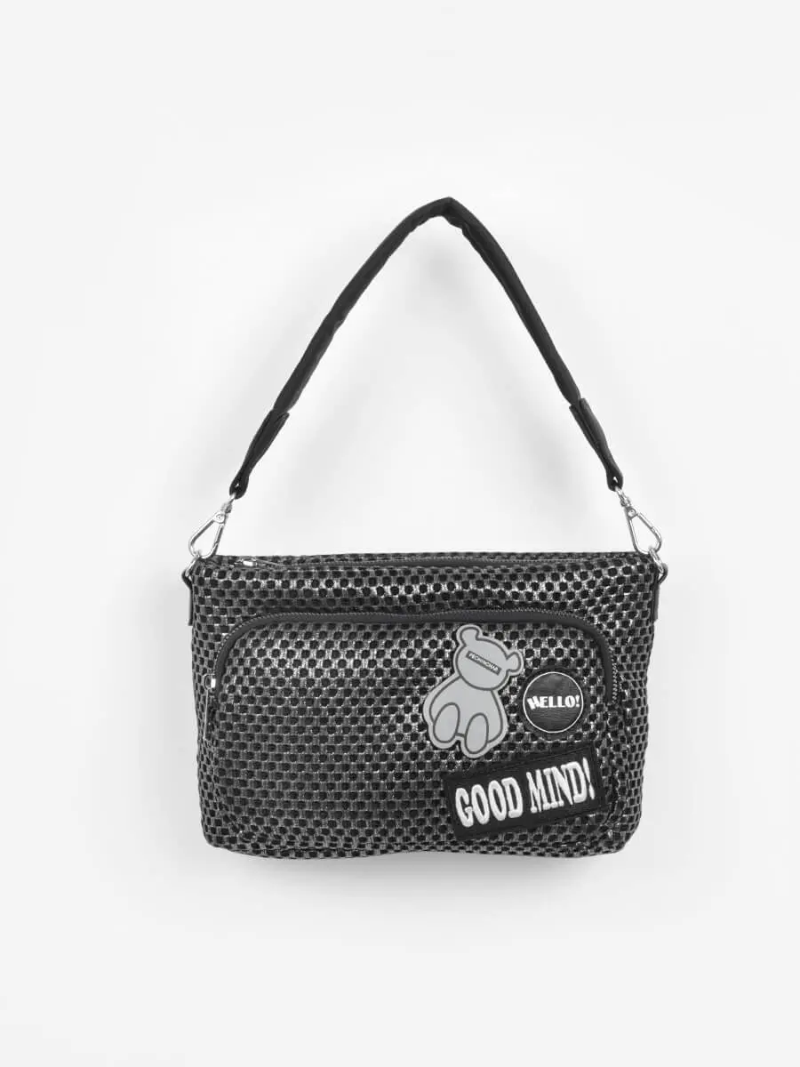 PECHINCHAR ロゴチャーム付きシルバーメッシュ2WAYバッグ ロゴパッチ付きシルバーメッシュ2WAYバッグ - PECHINCHAR - nouer