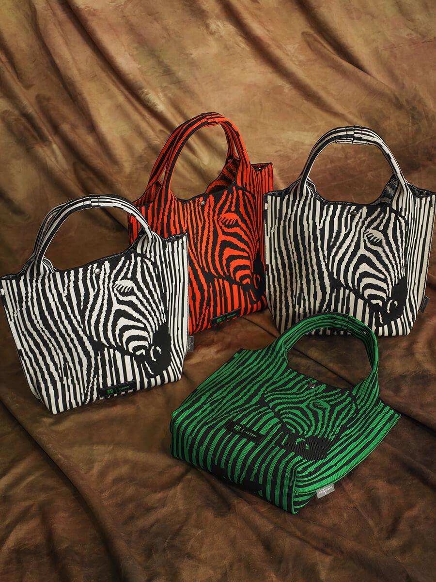 Zebra’s face&hipジャガードニットトートバッグ
