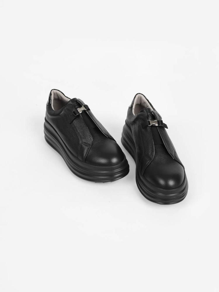 厚底レザースリッポンスニーカー（black×black） - nouer - nouer