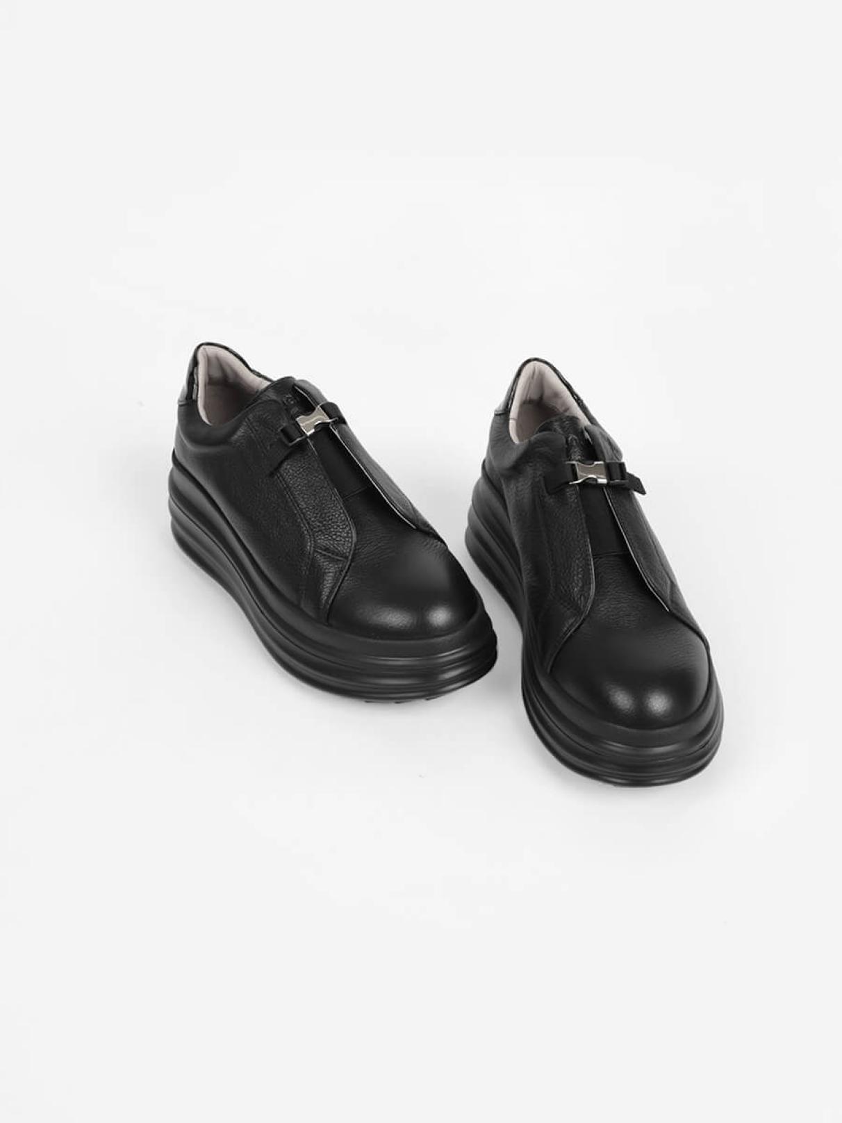 厚底レザースリッポンスニーカー（black×black） - nouer - nouer