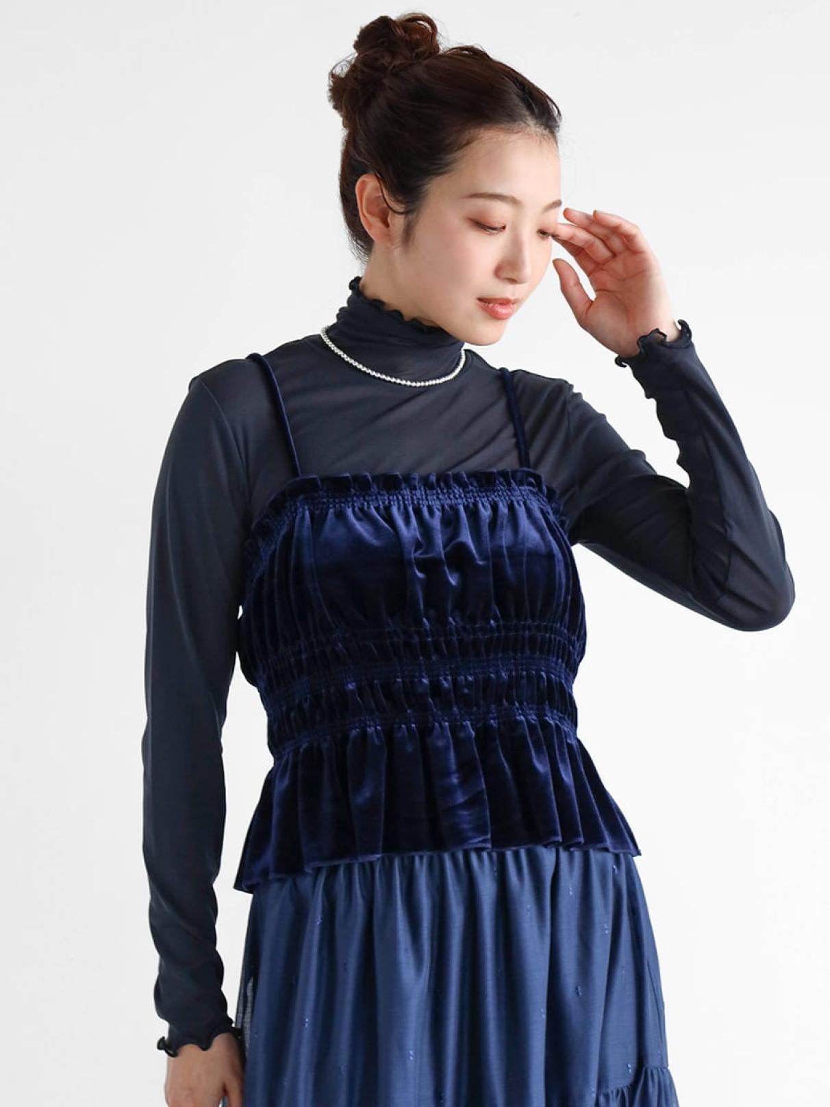 ベロアシャーリングビスチェ - Vin NAVY - Vin｜YAMADAYA STORE