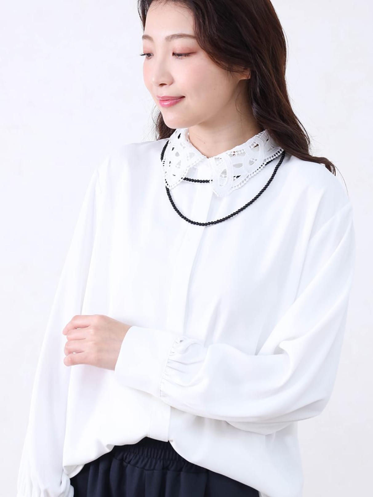 レースカラーブラウス - Vin NAVY - Vin｜YAMADAYA STORE