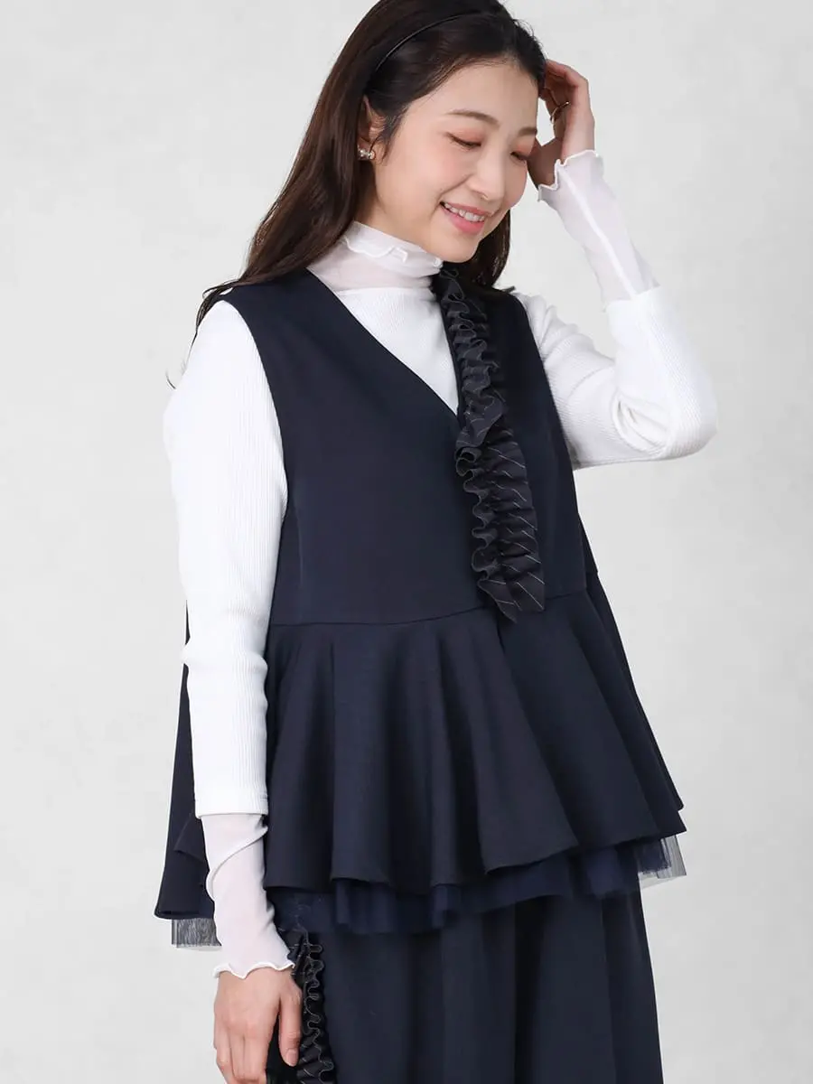新品！Vin ジャガードダブルジップジレ ブラック　ヤマダヤ　スコットクラブ Vin NAVYのベスト/ジレの商品一覧｜ファッション通販のYAMADAYA STORE