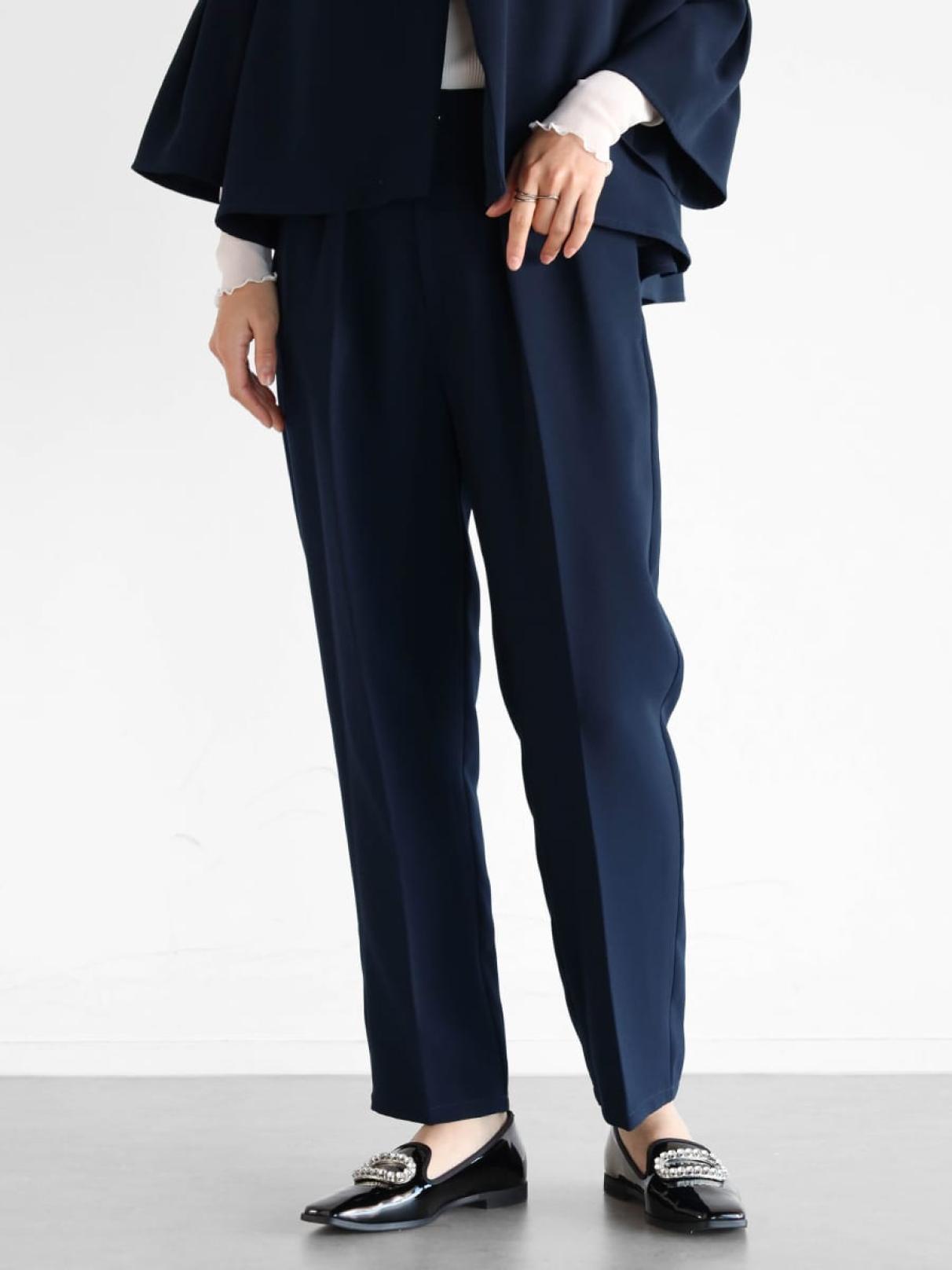 タックボタンセンタープレステーパードパンツ - Vin NAVY - Vin