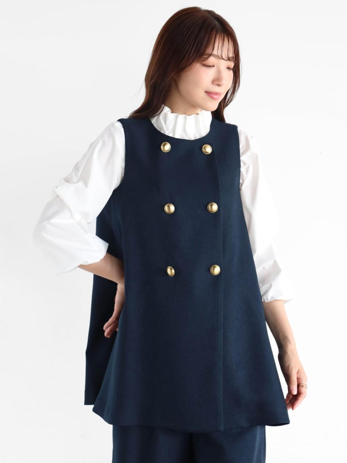 ダブルボタンフレアジレ - Vin NAVY - Vin｜YAMADAYA STORE