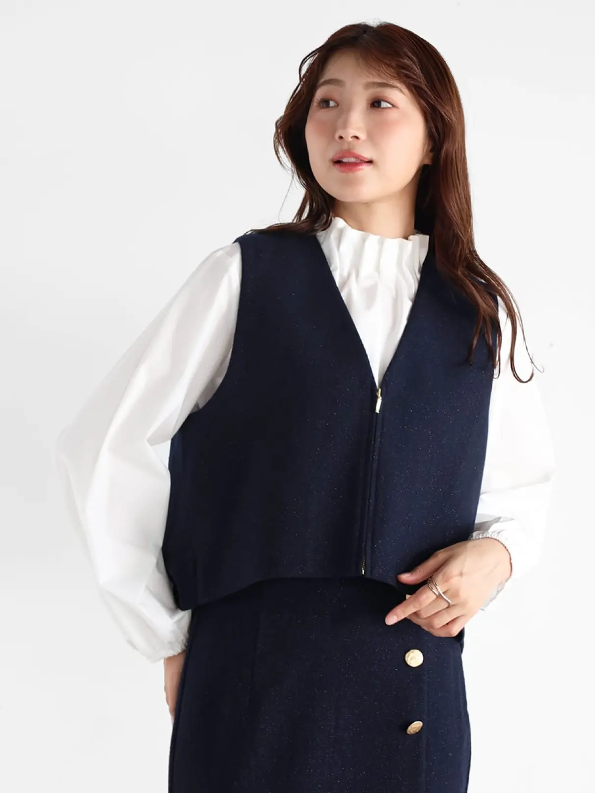 新品　ネイビー　 ノーカラー 　ジャケット　ヤマダヤ　フェンネル FENNELのノーカラージャケットの商品一覧｜ファッション通販の