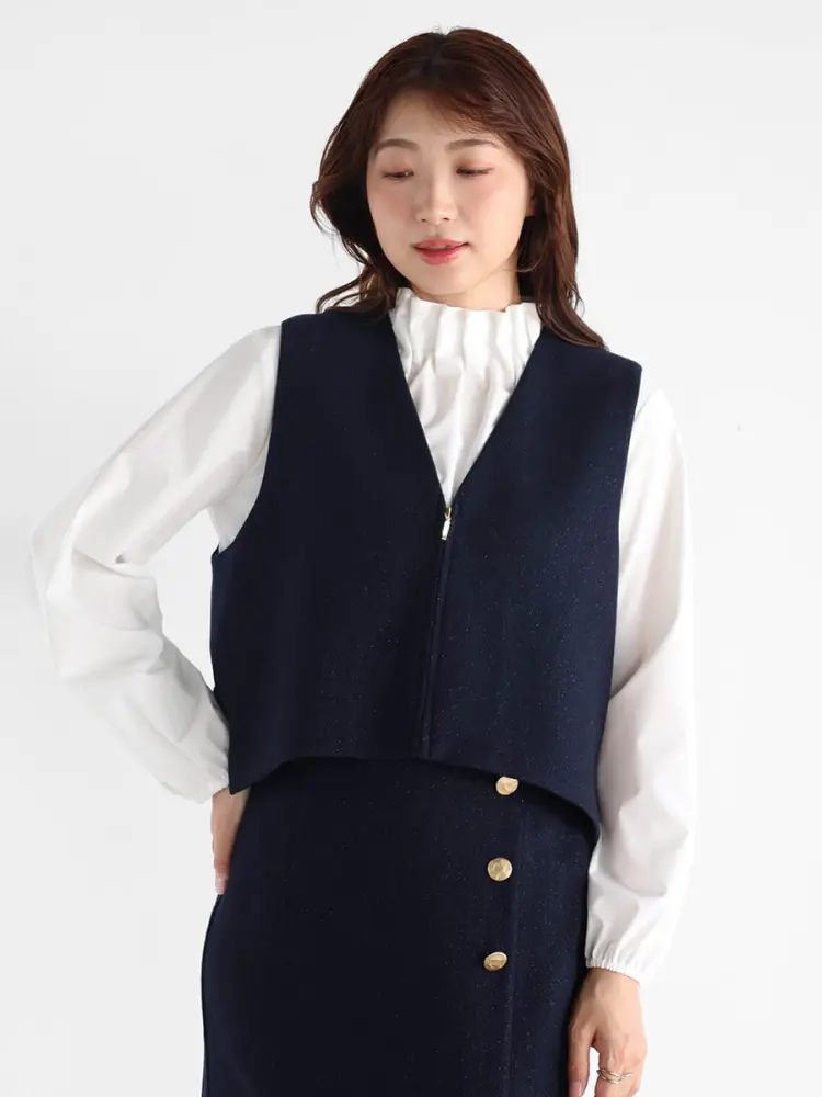 【新品未使用】ダブルブレストジャケット　vin ヤマダヤ　日本製 ダブルブレストニットジャケット - Vin NAVY - Vin｜YAMADAYA STORE