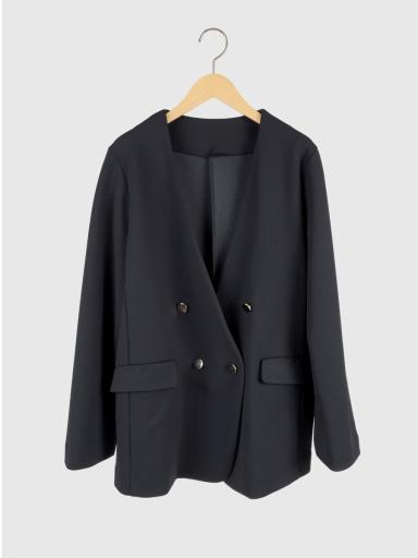 Vin NAVYxノーカラージャケット