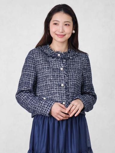 Vin NAVYxノーカラージャケット