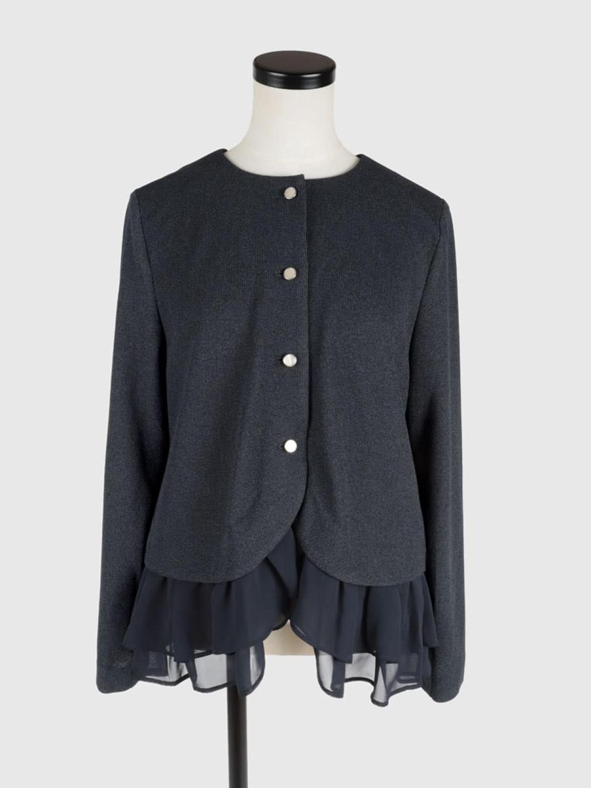 シフォンレイヤード カーディジャケット - Vin NAVY - Vin｜YAMADAYA STORE