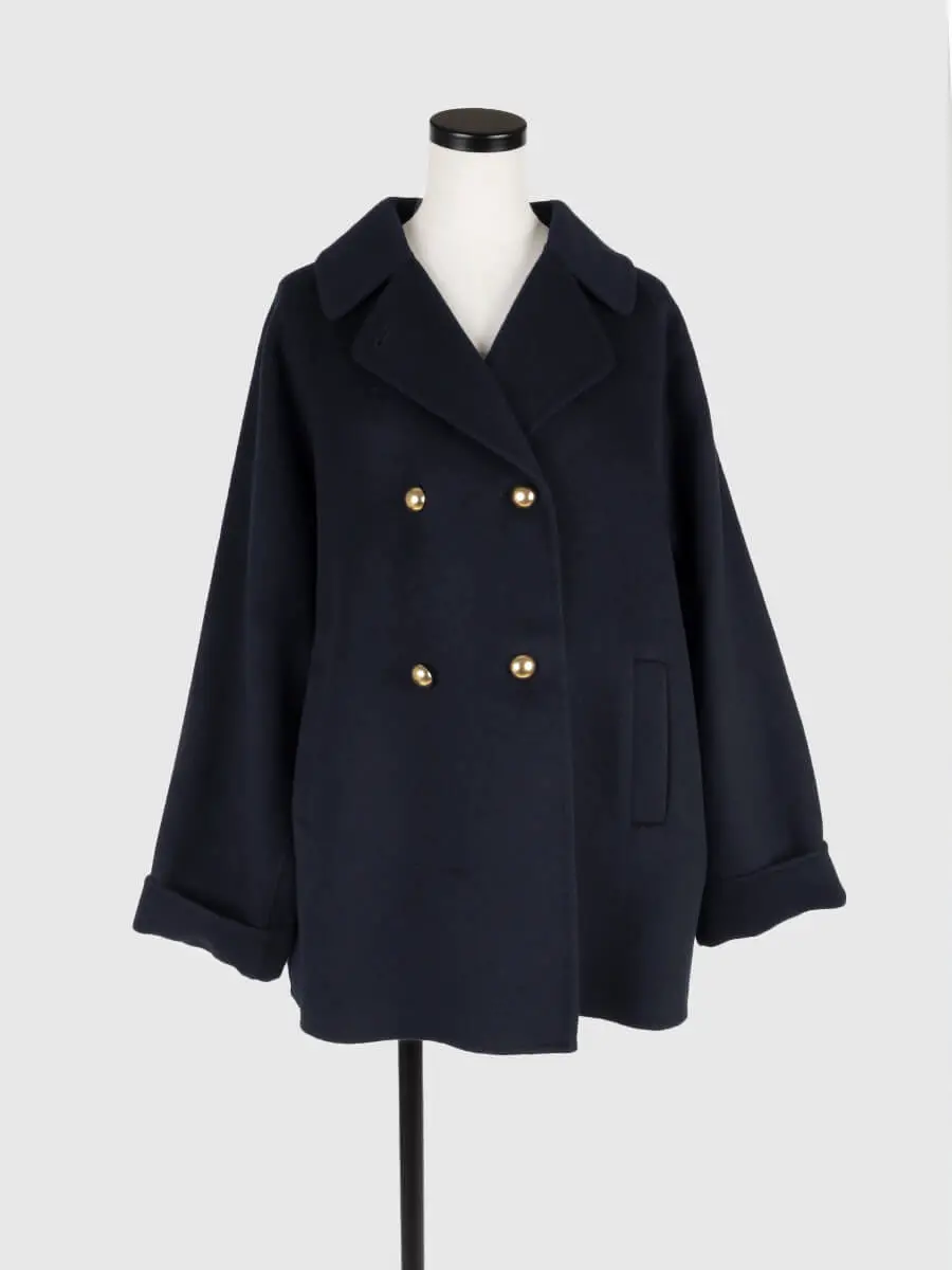ウールリバーコート　ネイビー ウールリバーミドル丈コート - Vin NAVY - Vin｜YAMADAYA STORE