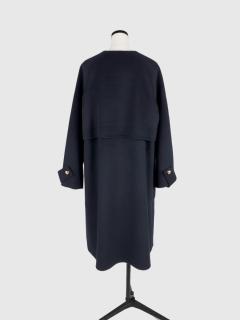 ウールリバーノーカラーロングコート - Vin NAVY - Vin｜YAMADAYA STORE