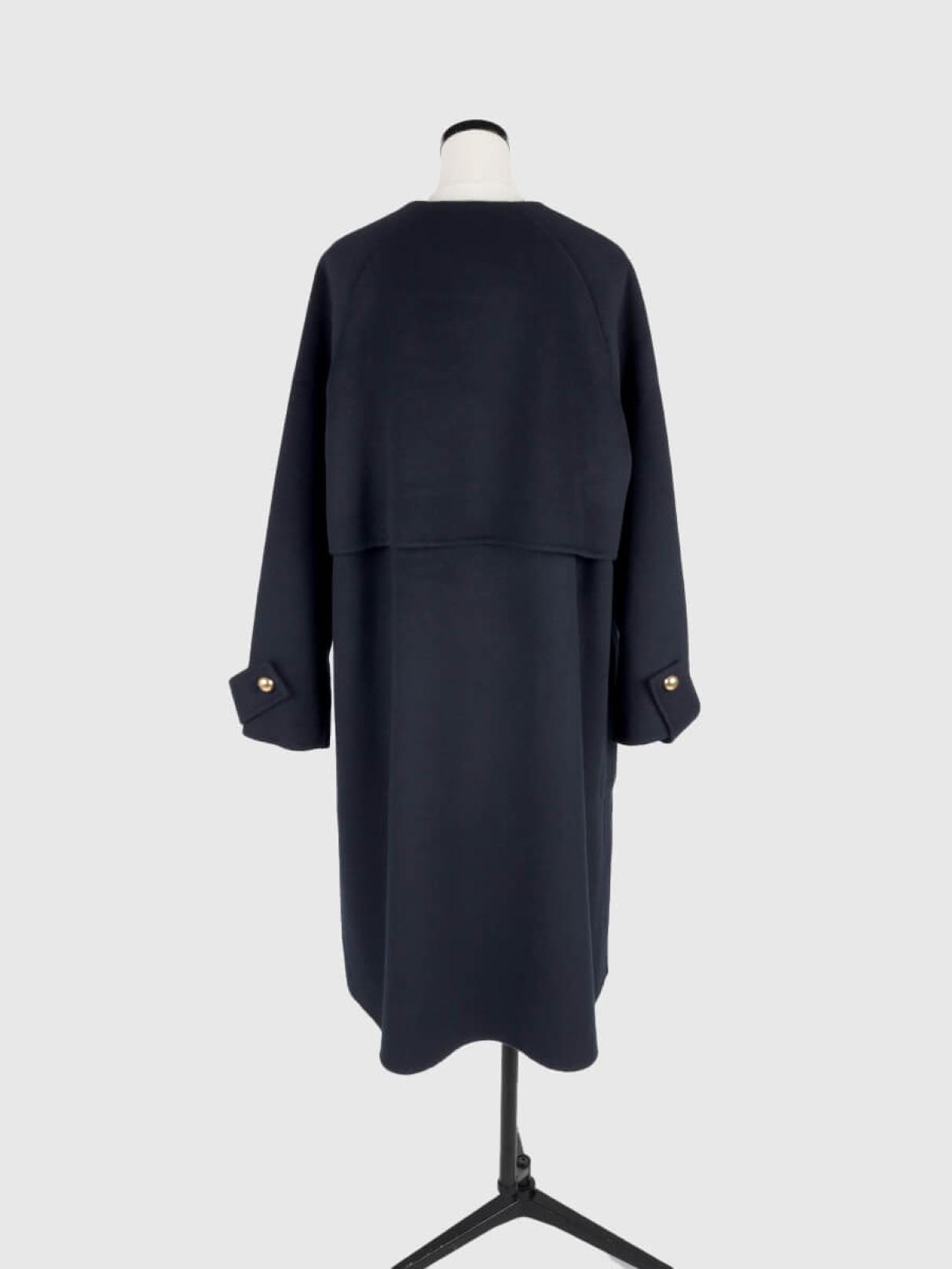ウールリバーノーカラーロングコート - Vin NAVY - Vin｜YAMADAYA STORE