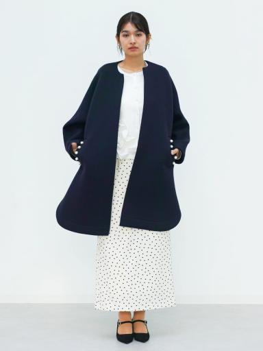【Vin】新品未使用　ノーカラーコート　9号　ヤマダヤ パールポケットノーカラーコート - Vin NAVY - Vin｜YAMADAYA STORE