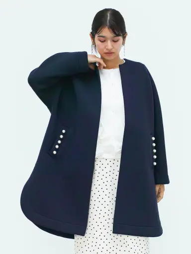 パールポケットノーカラーコート - Vin NAVY - Vin｜YAMADAYA STORE