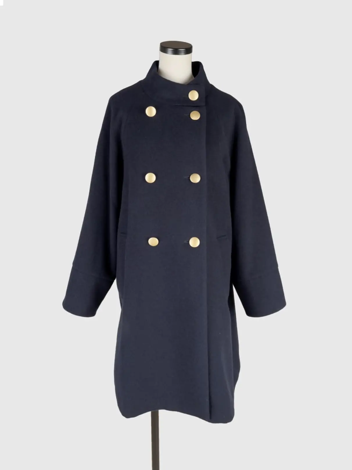 NEWYORKERカシミヤ混ICHITEKI紺色金ボタンダブルチェスターコート カシミヤ混ウールダブルブレストロングコート - Vin NAVY - Vin