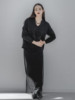 レースドッキングVネックニットPO - Aga Black - Aga｜YAMADAYA STORE