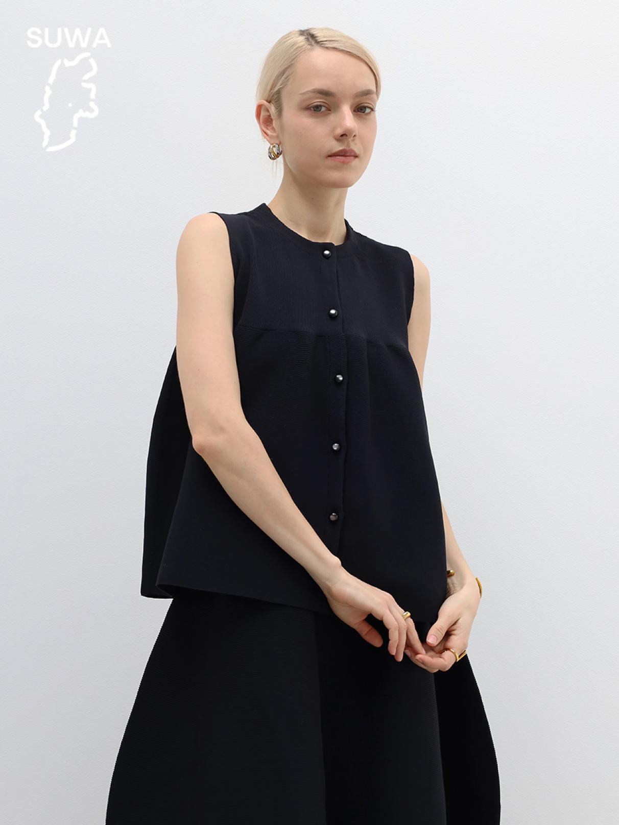 諏訪】ノースリーブコクーンニット - Aga Black - Aga｜YAMADAYA STORE