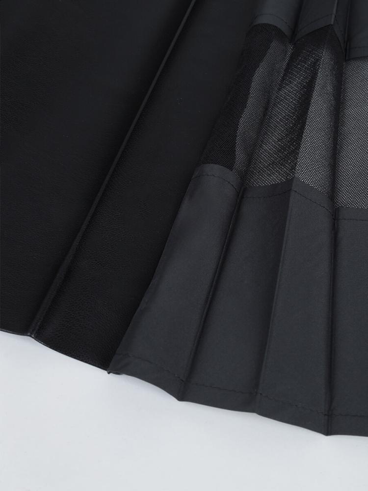 レザーライクドッキングスカート - Aga Black - Aga｜YAMADAYA STORE