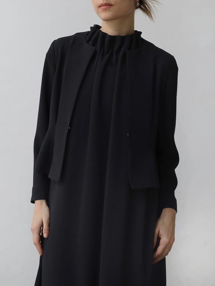 タックデザインノーカラージャケット - Aga Black - Aga｜YAMADAYA STORE