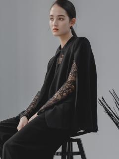 【今期新品未使用】ヤマダヤ　ノーカラーケープジャケット　Aga Black 1_xl.JPG