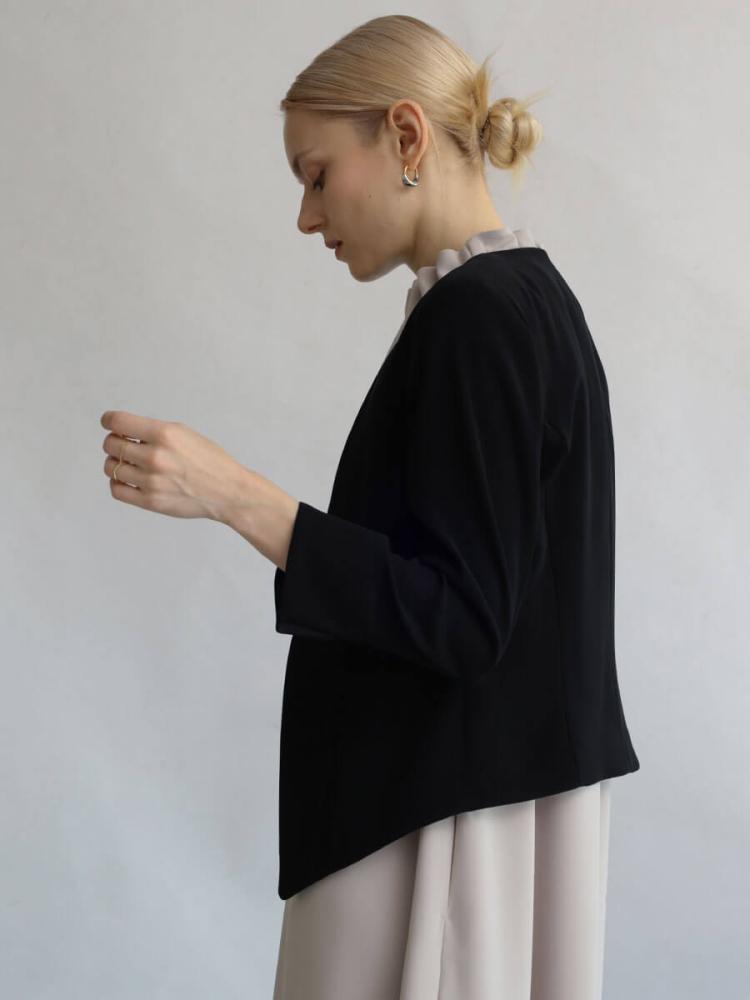 レイヤードラインノーカラージャケット（Black） - Aga Black - Aga