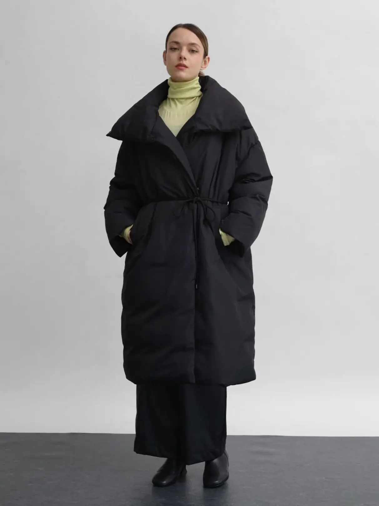 コード付きダウンミドルコート - Aga Black - Aga｜YAMADAYA STORE