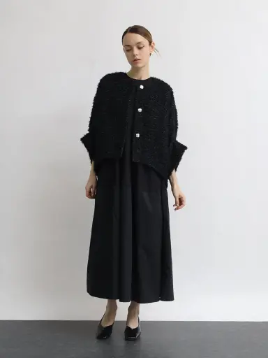 タフタ切替ニットロングワンピース - Aga Black - Aga｜YAMADAYA STORE