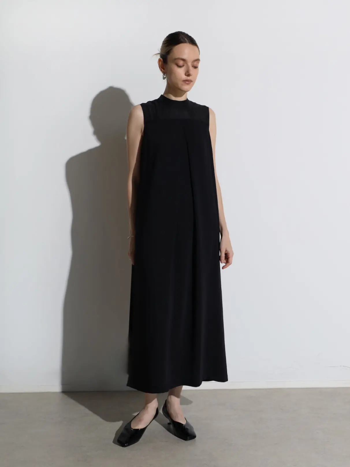 ヤマダヤ　黒　ワンピース バスト切替ロングワンピース - Aga Black - Aga｜YAMADAYA STORE