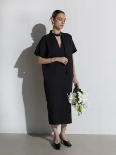 akte サイドネックボウタイワンピース ボウタイネックデザインワンピース - Aga Black - Aga｜YAMADAYA