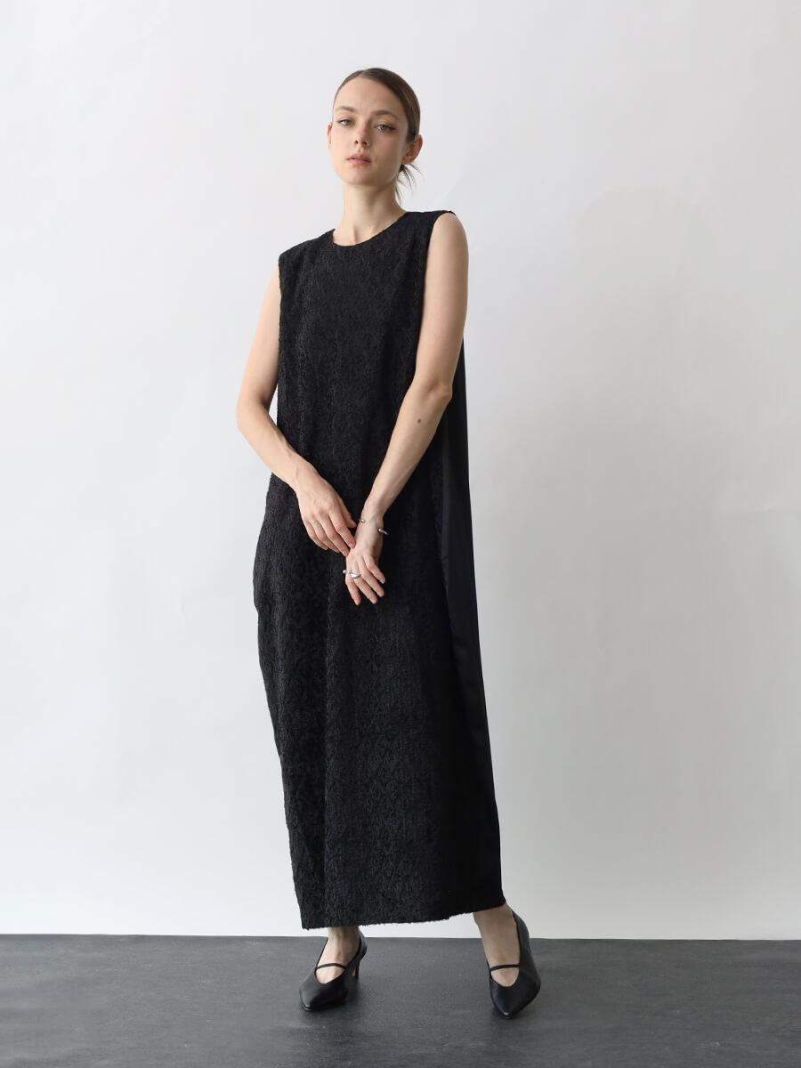 未使用 タグ付き Aga Black アーガ オーガンジースリーブワンピース 黒 アーガ Aga Aga Black オーガンジースリーブワンピース
