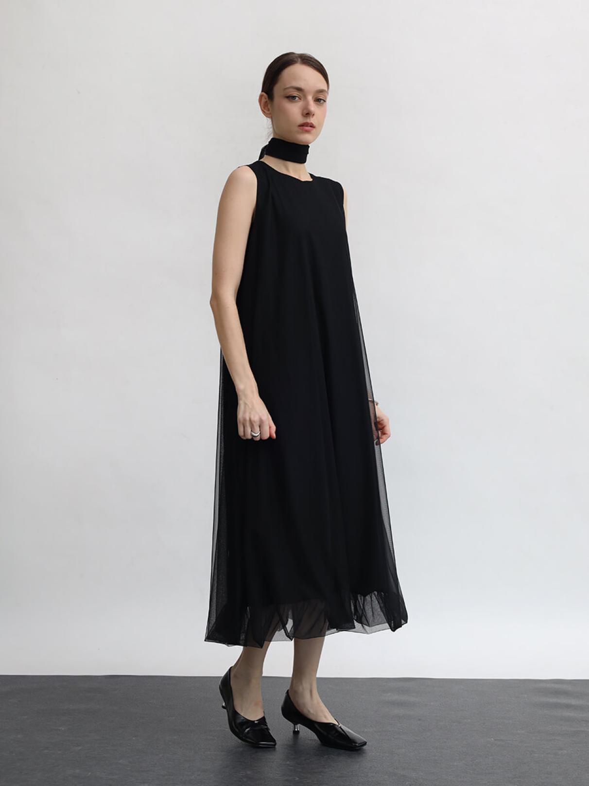 【NEW】アーガブラック（AgaBLACK）/チョーカータイ付チュールワンピース チョーカータイ付チュールワンピース - Aga Black - Aga｜YAMADAYA STORE