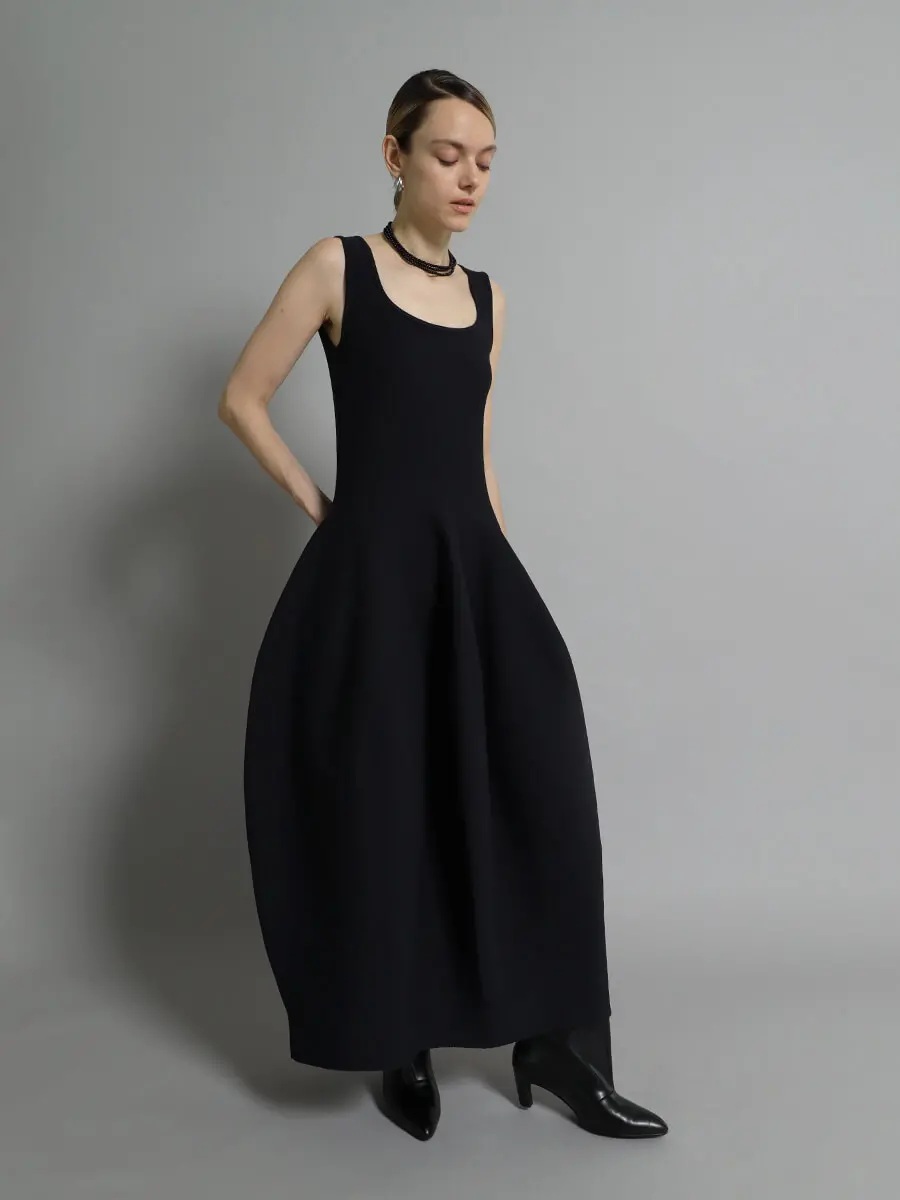 【PauleKa】超美品★ポールカ スカラップ半袖ニットワンピース(黒) 4216125g0003_1.jpg