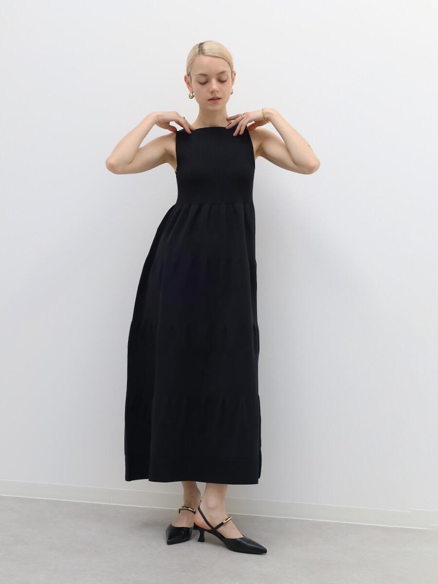 YAMADAYA　Aga ニットロングワンピース ウール長袖 Mサイズ Aga Blackのニットワンピースの商品一覧｜ファッション通販のYAMADAYA