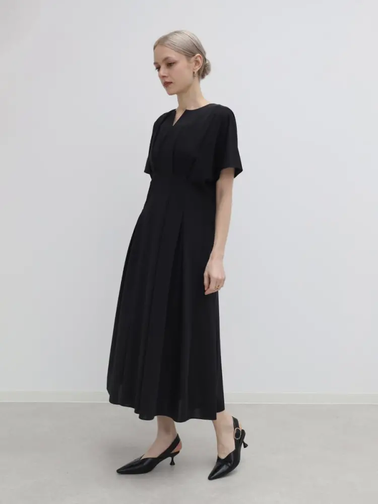 キーネックウエストタックワンピース - AgaBLACK×NORITAKE - Aga