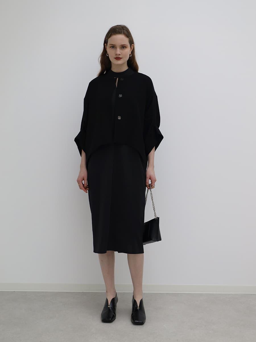 トライアングルネックワンピース - AgaBLACK×NORITAKE - Aga|YAMADAYA トライアングルネックワンピース - AgaBLACK×NORITAKE - Aga|YAMADAYA