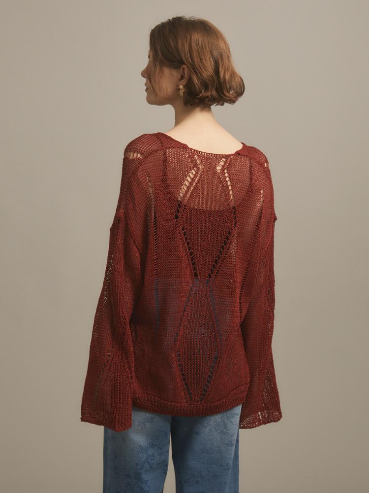 透かし編みニットプルオーバー - Ample - Vin｜YAMADAYA STORE