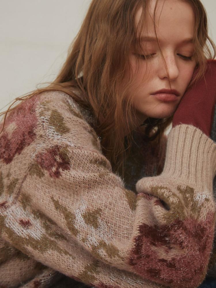 フラワーラメニットカーディガン - Ample - Vin｜YAMADAYA STORE