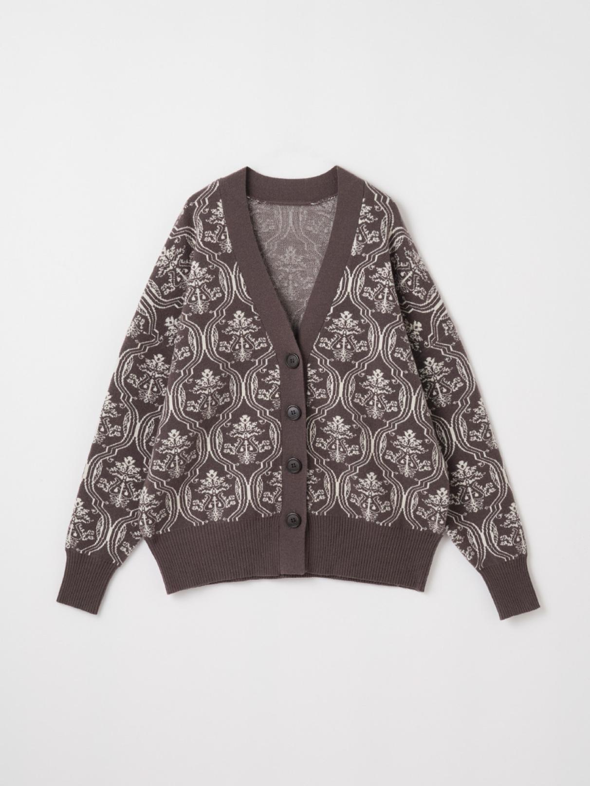 ダマスク柄ニットカーディガン - Ample - Vin｜YAMADAYA STORE