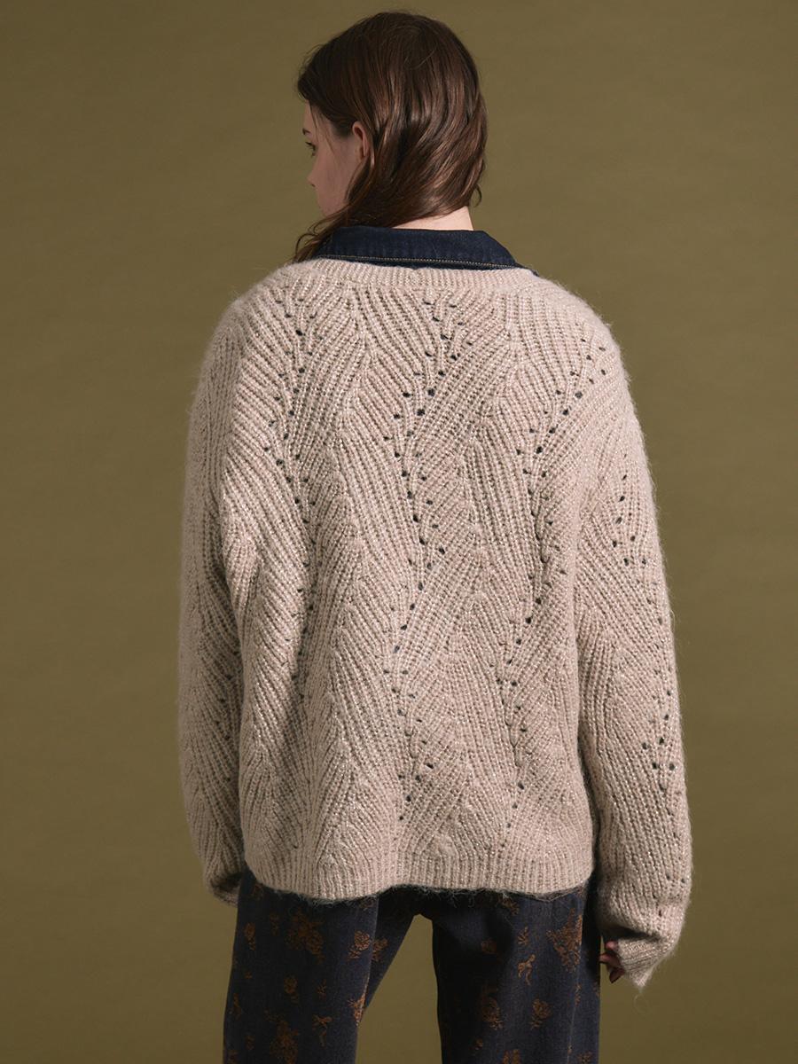 【NEW】アンプル（Ample）/ラメ混Vネックニットカーディガン ラメ混Vネックニットカーディガン - Ample - Vin｜YAMADAYA STORE