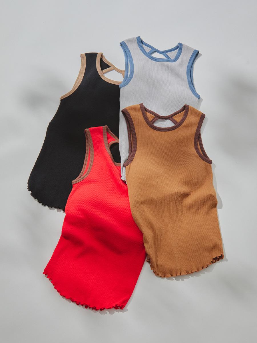 【Ample別注】PALM BICOLOR BACK OPEN TANK